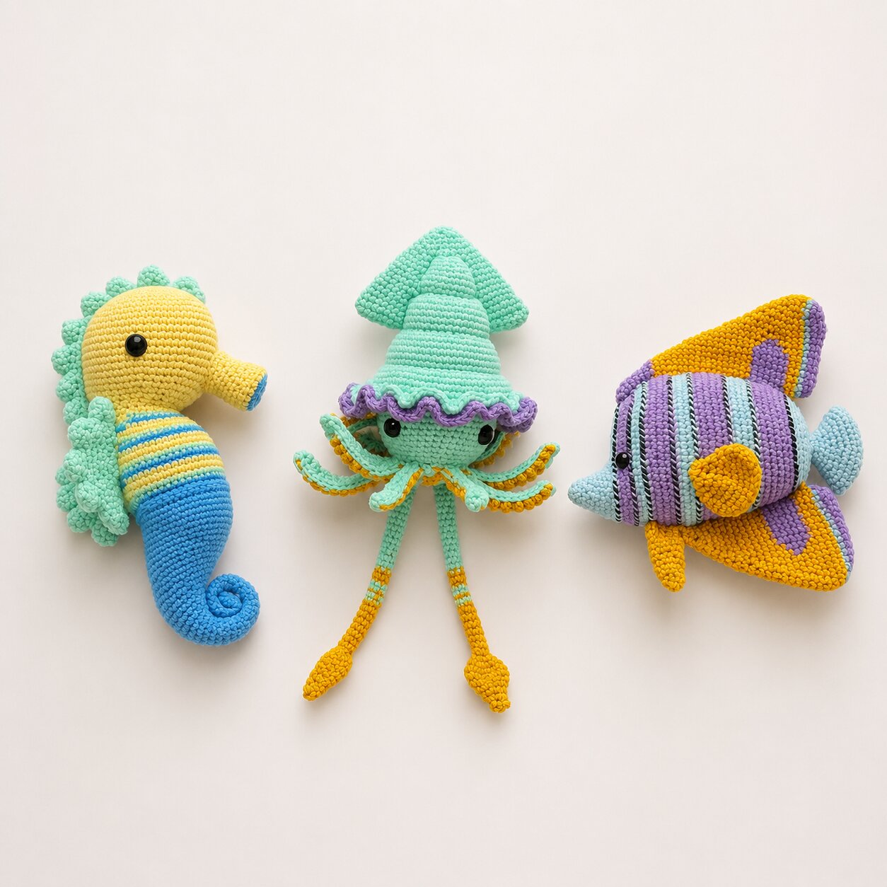 Sea creatures, crochet